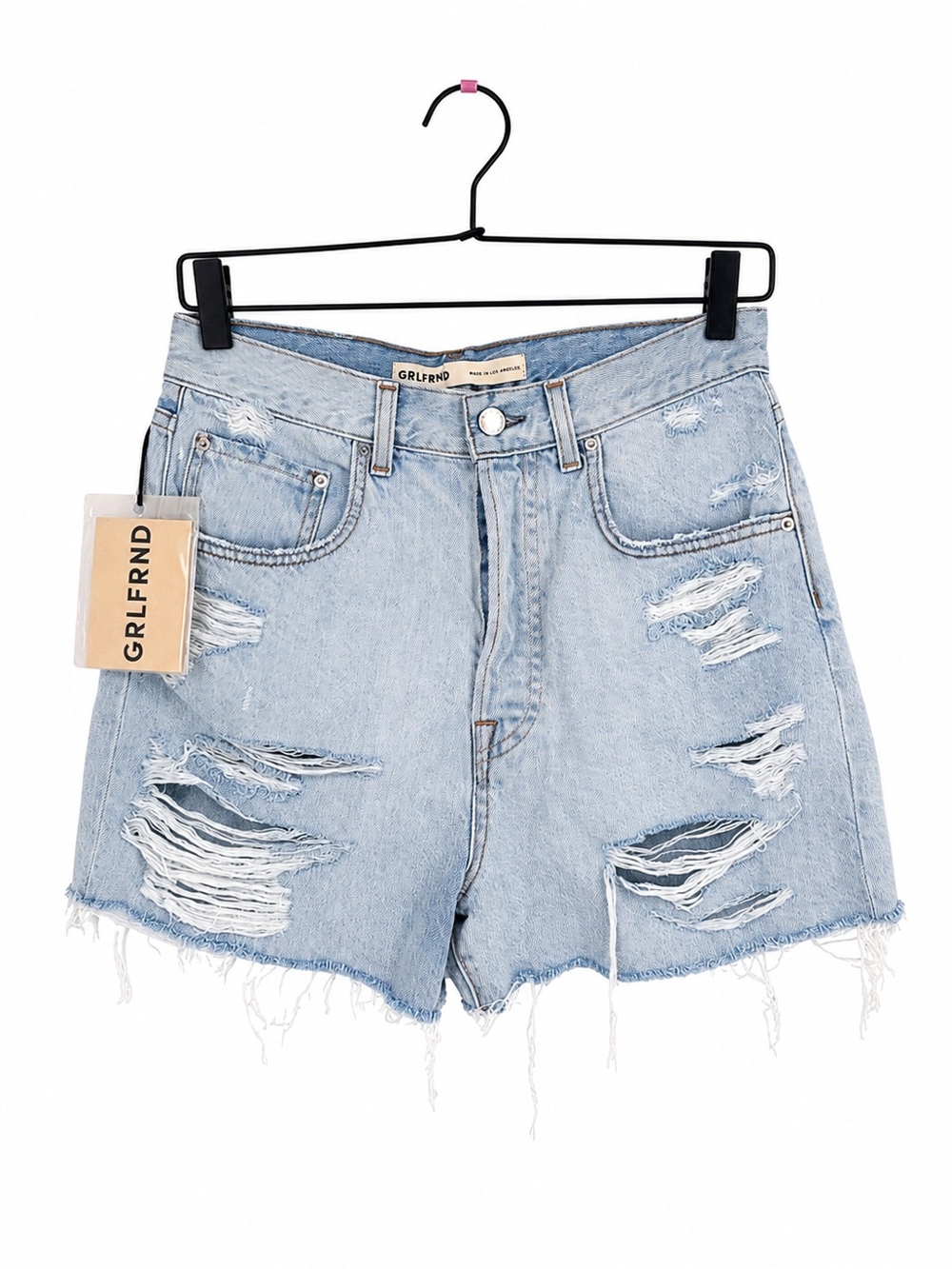 GRLFRND NWT The Jules Super High Rise Vintage Cut Off Shorts Light Distressed 27
